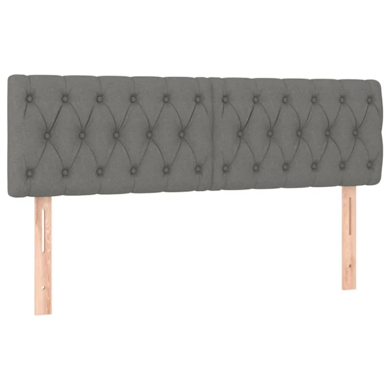 Tête de lit accessoire couchage chambre à coucher meuble capitonné 2 parties 80 x 7 x 78/88 cm tissu gris foncé TDL0206347