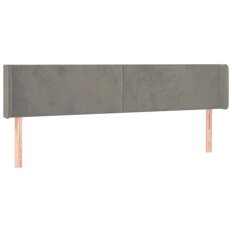 Tête de lit accessoire couchage chambre à coucher meuble avec rebord latéral 203 x 16 x 78/88 cm tissu velours gris clair TDL0205177