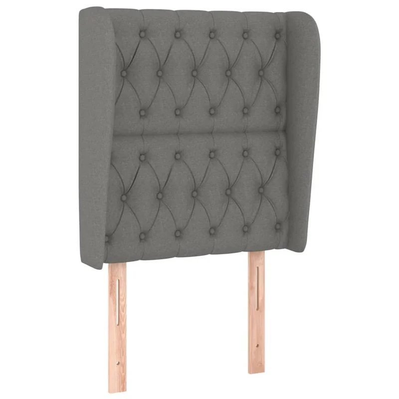 Tête de lit accessoire couchage chambre à coucher meuble capitonné avec rebord latéral 83 x 23 x 118/128 cm tissu gris foncé TDL0204893