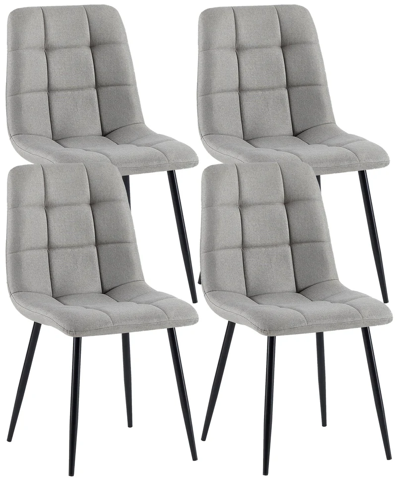 Lot de 4 chaises de salle à manger en tissu gris pieds métal noir design moderne et confortable CDS10413