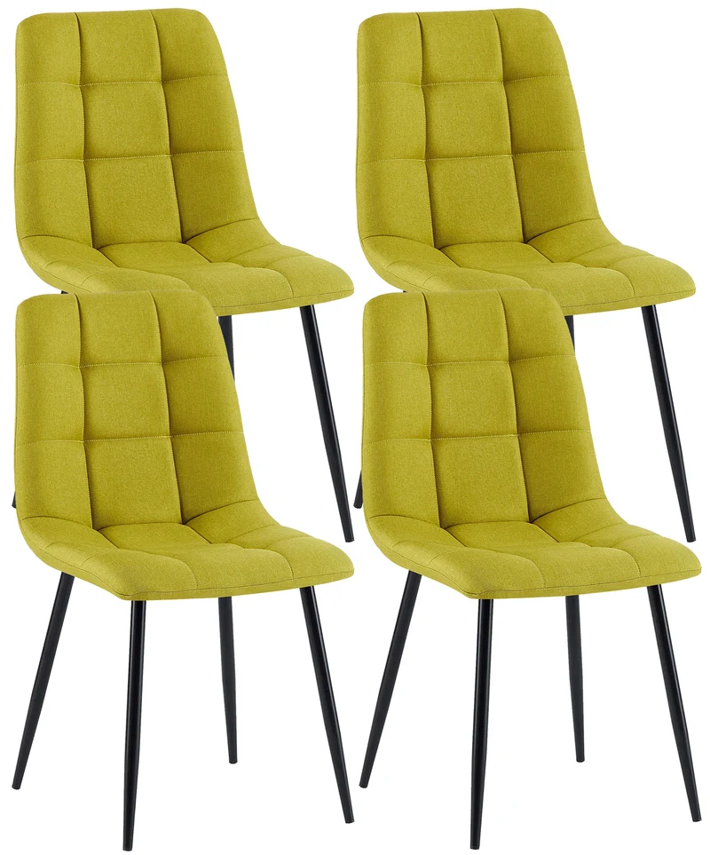 Lot de 4 chaises de salle à manger en tissu vert pieds métal noir design moderne et confortable CDS10412