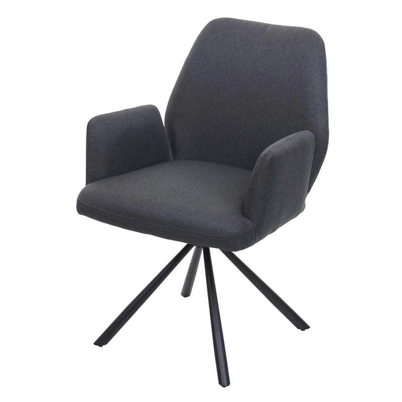 Chaise de salle à manger fauteuil de bureau en tissu gris foncé en acier design pivotant rétro et moderne 04_0002271