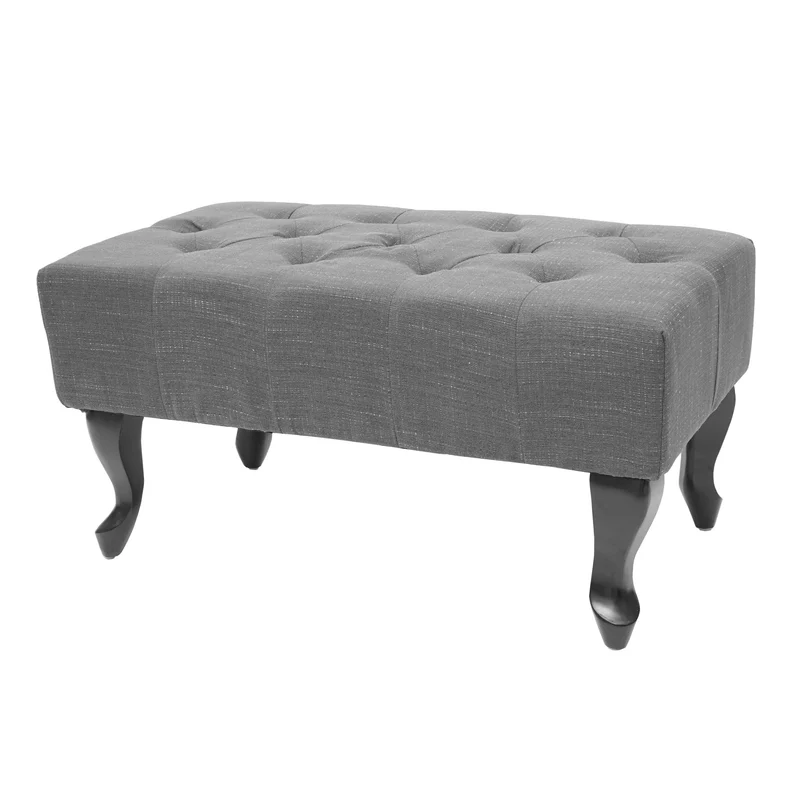Tabouret repose-pieds Chesterfield capitonné en tissu hydrofuge 39x77x47cm gris foncé 04_0003732