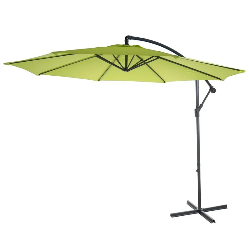 Parasol déporté protection solaire Ø 3m inclinable polyester/acier 11kg citron vert sans support 04_0000950