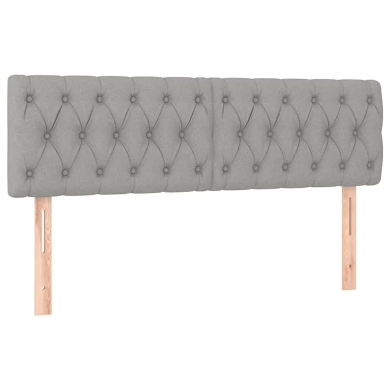 Tête de lit accessoire couchage chambre à coucher meuble à LED 144 x 7 x 78/88 cm tissu gris clair TDL0201391