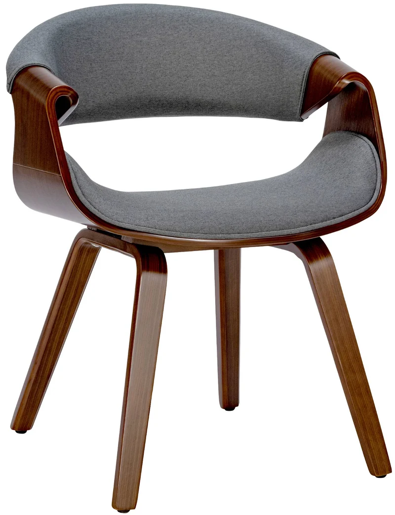 Chaise de salle à manger fauteuil de bureau sans roulette assise en tissu gris pieds en bois FAL101550