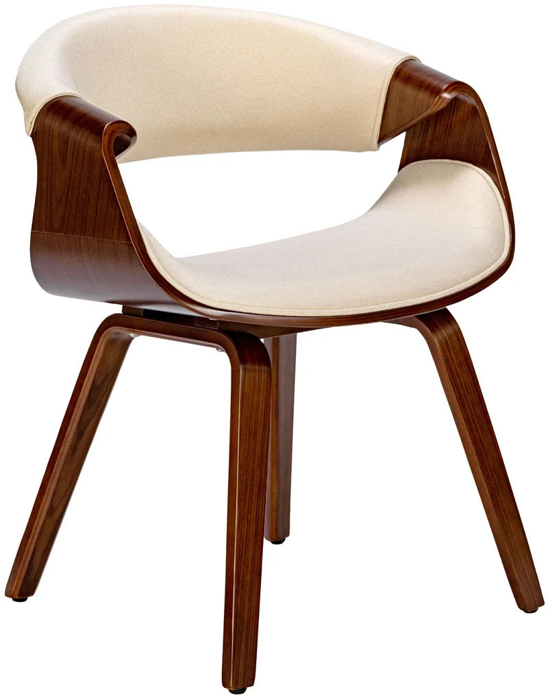 Chaise de salle à manger fauteuil de bureau sans roulette assise en tissu crème pieds en bois FAL10548