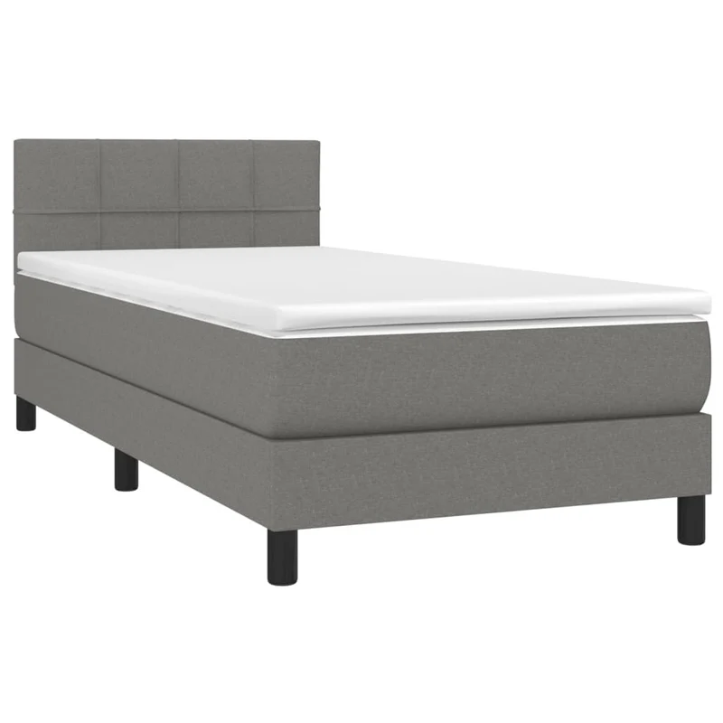 Cadre de lit LED avec sommier tête de lit matelas 80x200cm tissu gris foncé TDL0209435