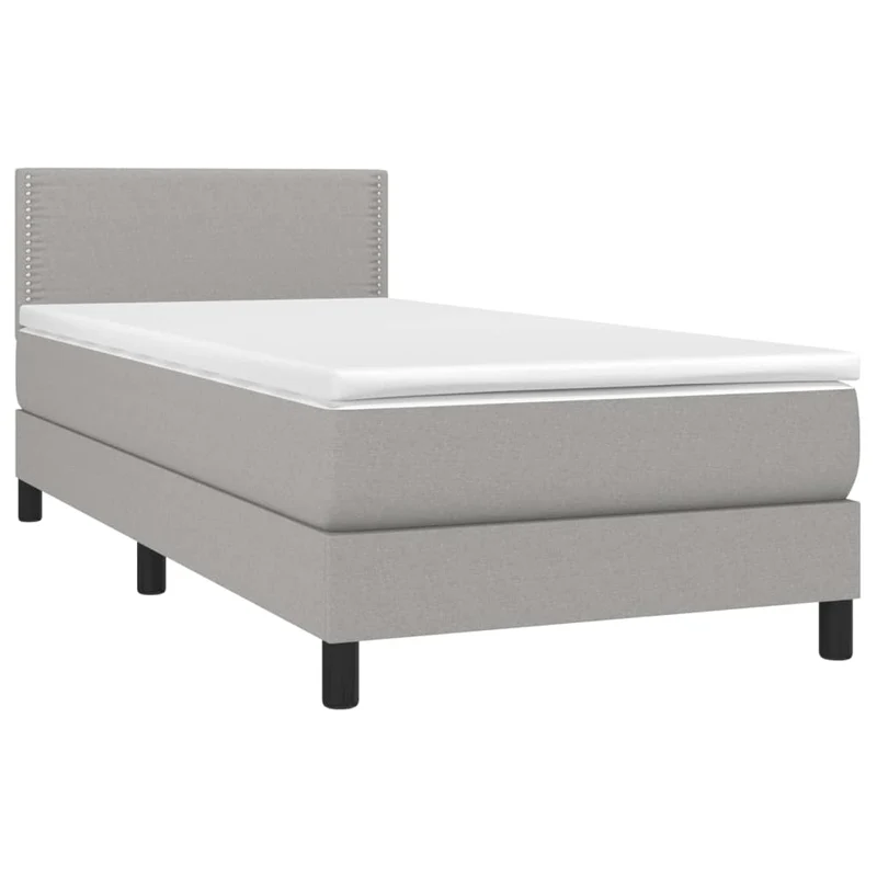 Cadre de lit LED avec sommier tête de lit matelas 90x200cm tissu gris clair TDL0209450