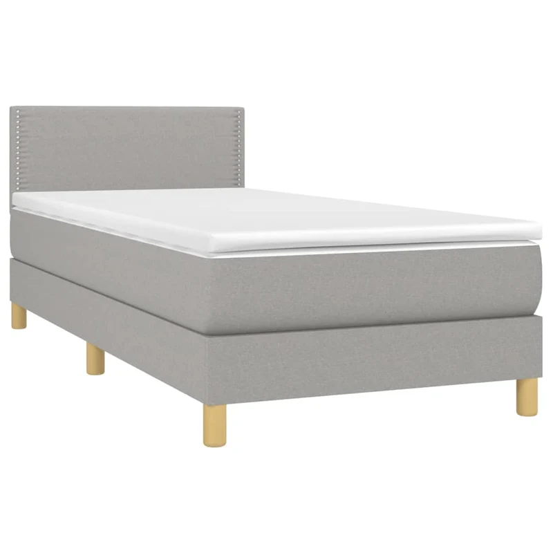 Cadre de lit LED avec sommier tête de lit matelas 90x200cm tissu gris clair TDL0209445