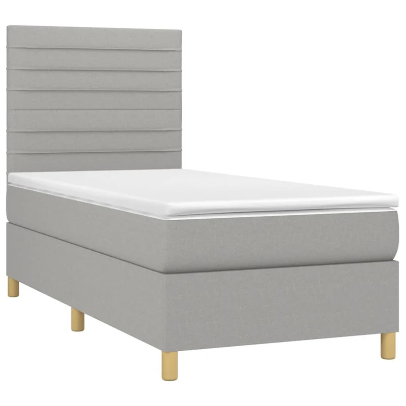 Cadre de lit LED avec sommier tête de lit matelas 80x200cm tissu gris clair TDL0209509