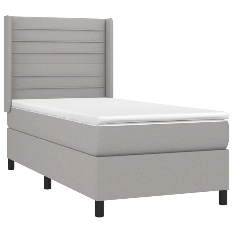 Cadre de lit LED avec sommier tête de lit matelas 80x200cm tissu gris clair TDL0209501