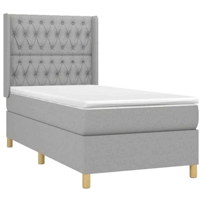 Cadre de lit LED avec sommier tête de lit matelas 90x190cm tissu gris clair TDL0209482