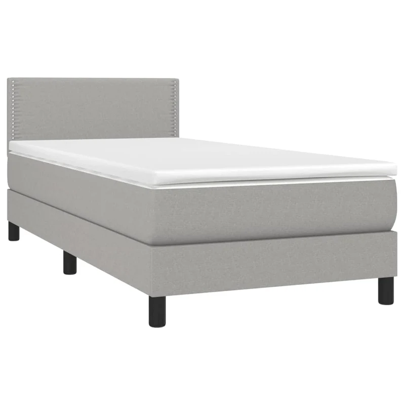 Cadre de lit LED avec sommier tête de lit matelas 90x190cm tissu gris clair TDL0209477