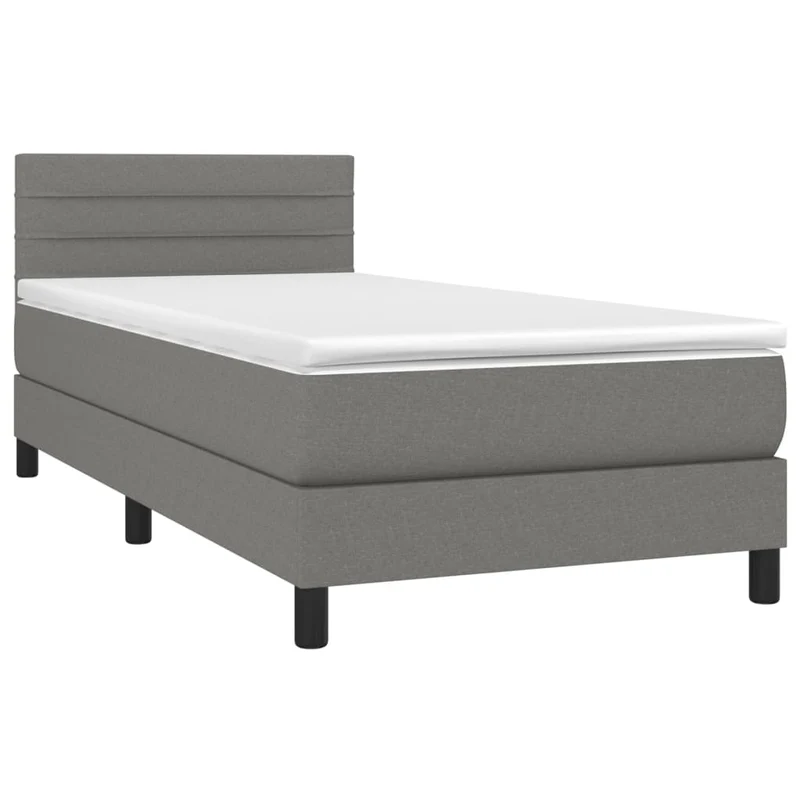 Cadre de lit LED avec sommier tête de lit matelas 90x200cm tissu gris foncé TDL0209373