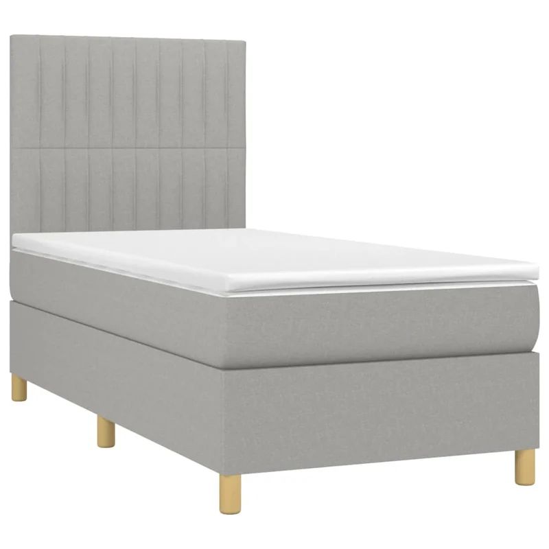 Cadre de lit LED avec sommier tête de lit matelas 90x190cm tissu gris clair TDL0209470