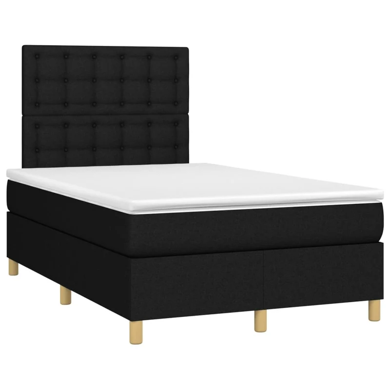 Cadre de lit LED avec sommier tête de lit matelas 120 x 200 cm tissu noir TDL0209292