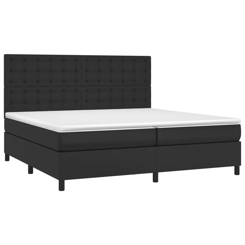 Cadre de lit LED avec sommier tête de lit matelas 200x200cm synthétique noir TDL0209135
