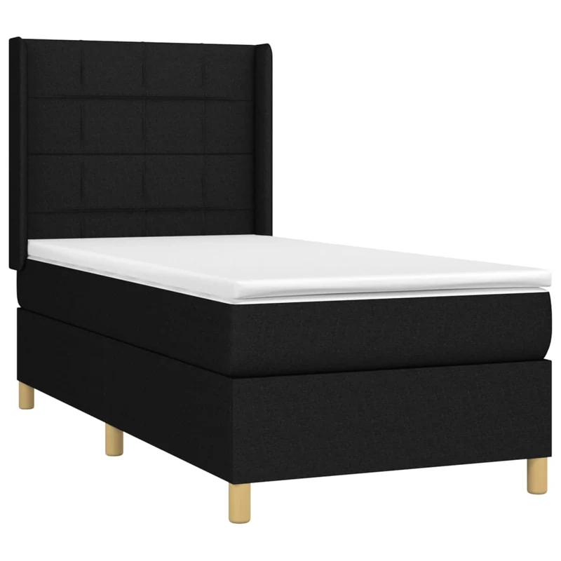 Cadre de lit LED avec sommier tête de lit matelas 80x200cm tissu noir TDL0209112