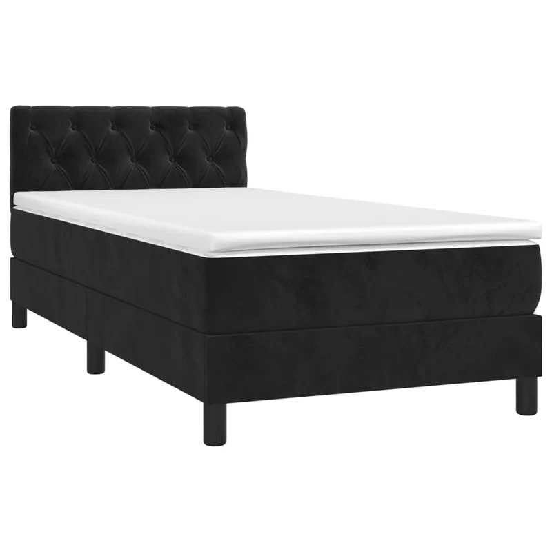 Cadre de lit LED avec sommier tête de lit matelas 80x200cm tissu velours noir TDL0209081