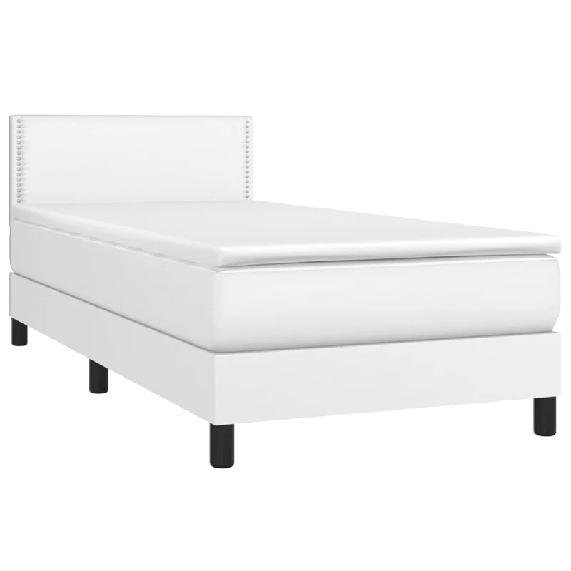 Cadre de lit LED avec sommier tête de lit matelas 100x200 cm synthétique blanc TDL0208734