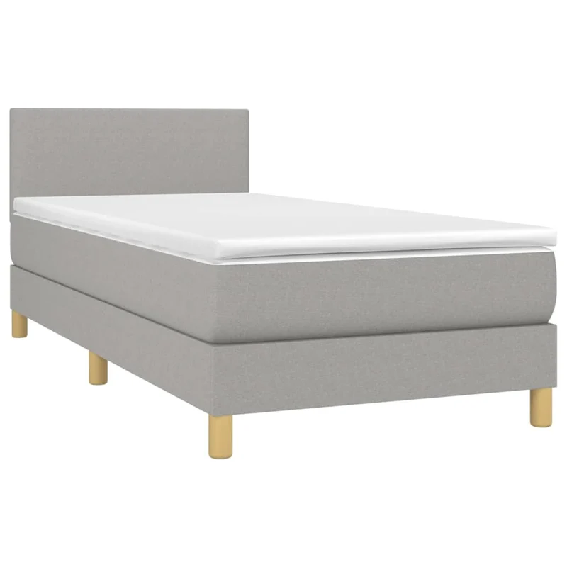 Cadre de lit LED avec sommier tête de lit matelas 80x200cm tissu gris clair TDL0209498