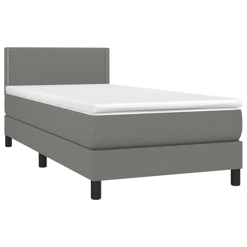 Cadre de lit LED avec sommier tête de lit matelas 90x190cm tissu gris foncé TDL0209390