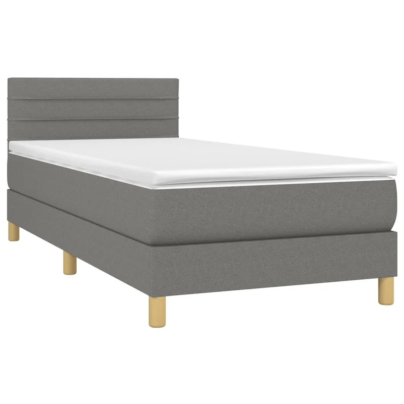Cadre de lit LED avec sommier tête de lit matelas 90x200cm tissu gris foncé TDL0209385