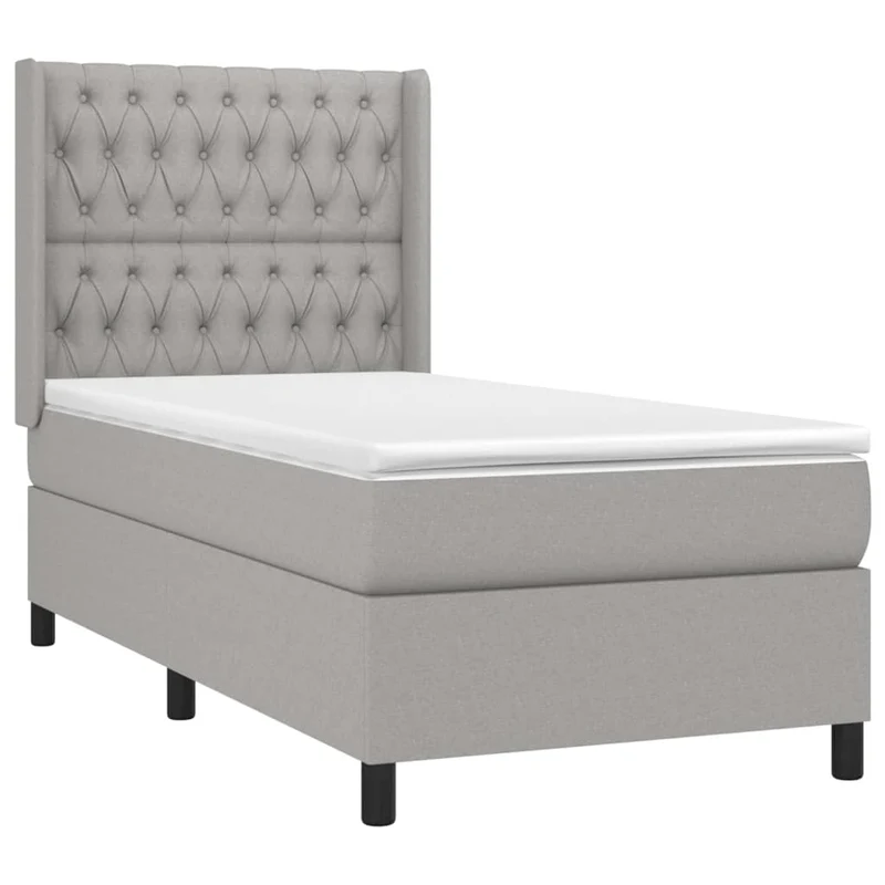 Cadre de lit LED avec sommier tête de lit matelas 90x190cm tissu gris clair TDL0209483