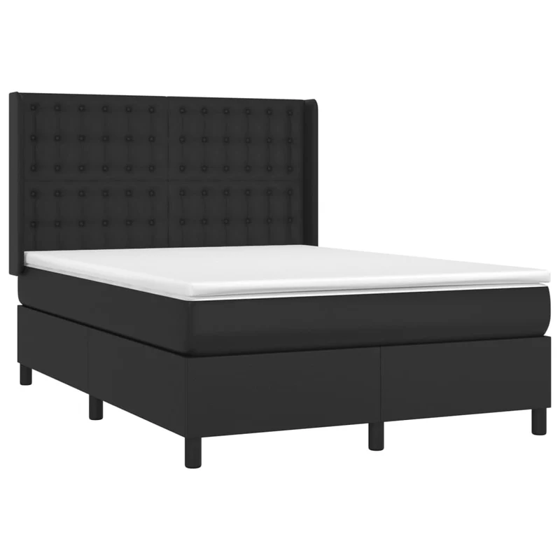 Cadre de lit LED avec sommier tête de lit matelas 140x200cm synthétique noir TDL0209195