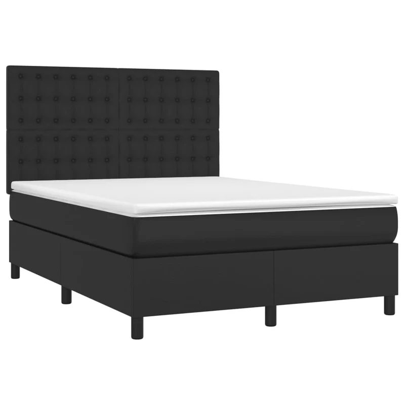 Cadre de lit LED avec sommier tête de lit matelas 140x190cm synthétique noir TDL0209231