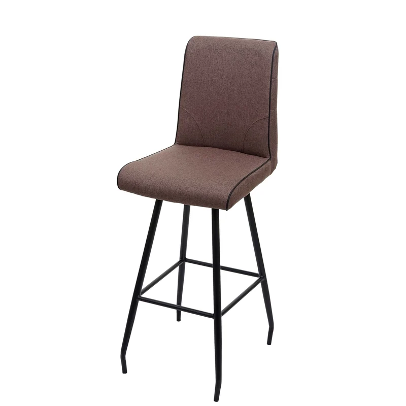 Tabouret de bar avec repose-pieds en acier et tissu marron design moderne 04_0005287