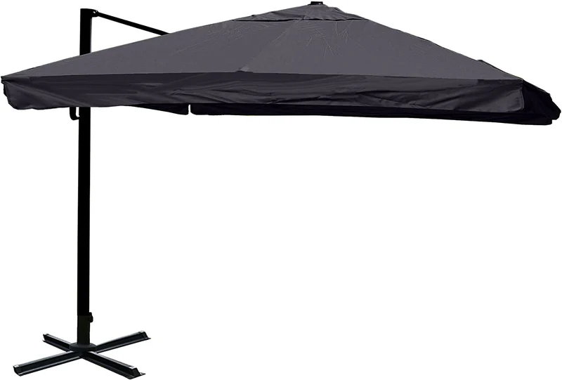 Parasol de restauration 3x3m (Ø4,24m) polyester/aluminium 23kg anthracite sans support 04_0003326