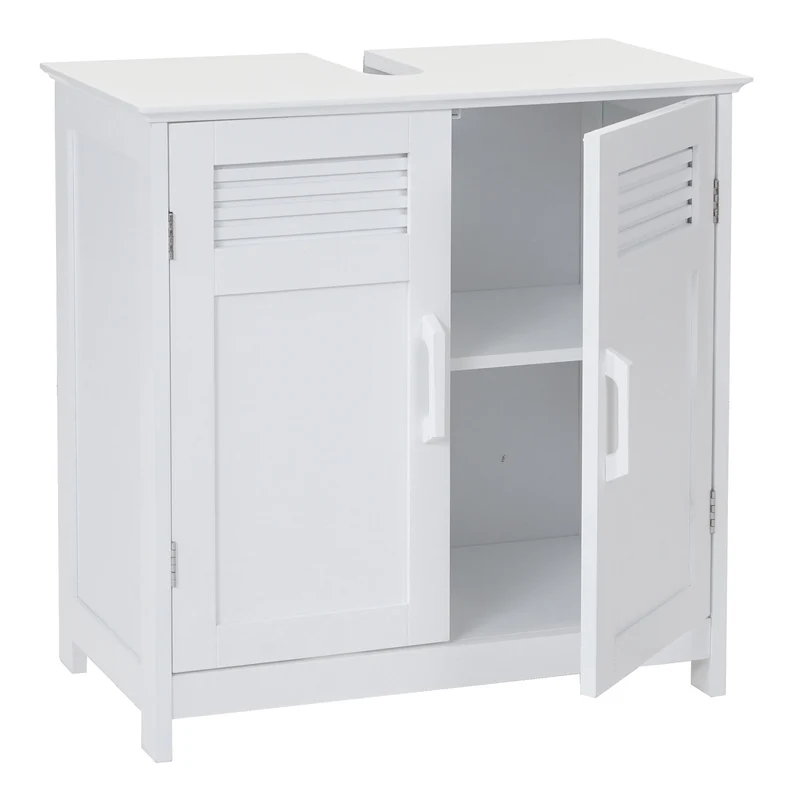 Meuble vasque meuble de salle de bain avec portes et étagère 60x60x30cm blanc 04_0001488