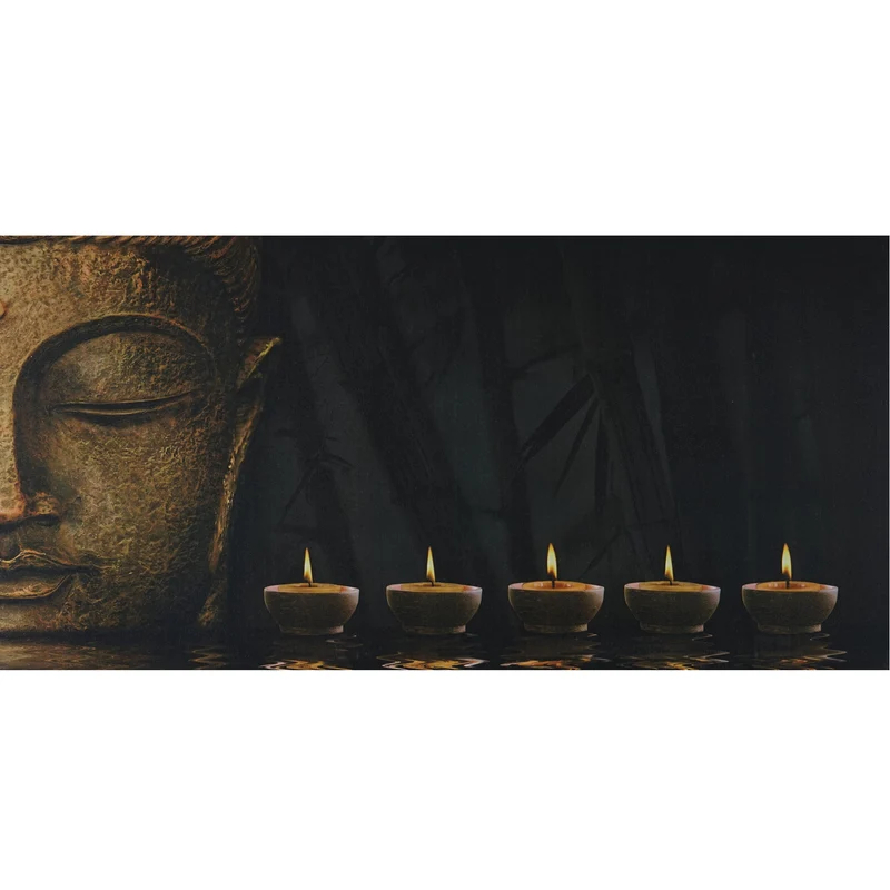 Tableau image LED sur toile image illuminée murale minuterie 110x55cm Bouddha 04_0003568