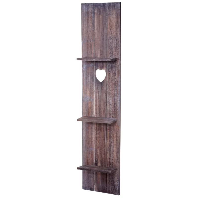 Étagère murale en bois 3 niveaux 150x33x13cm bois massif vintage marron vieilli 04_0005177