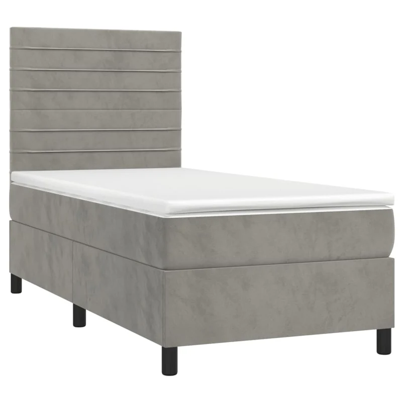 Cadre de lit LED avec sommier tête de lit matelas surmatelas 100x200 cm tissu velours gris clair TDL0207915