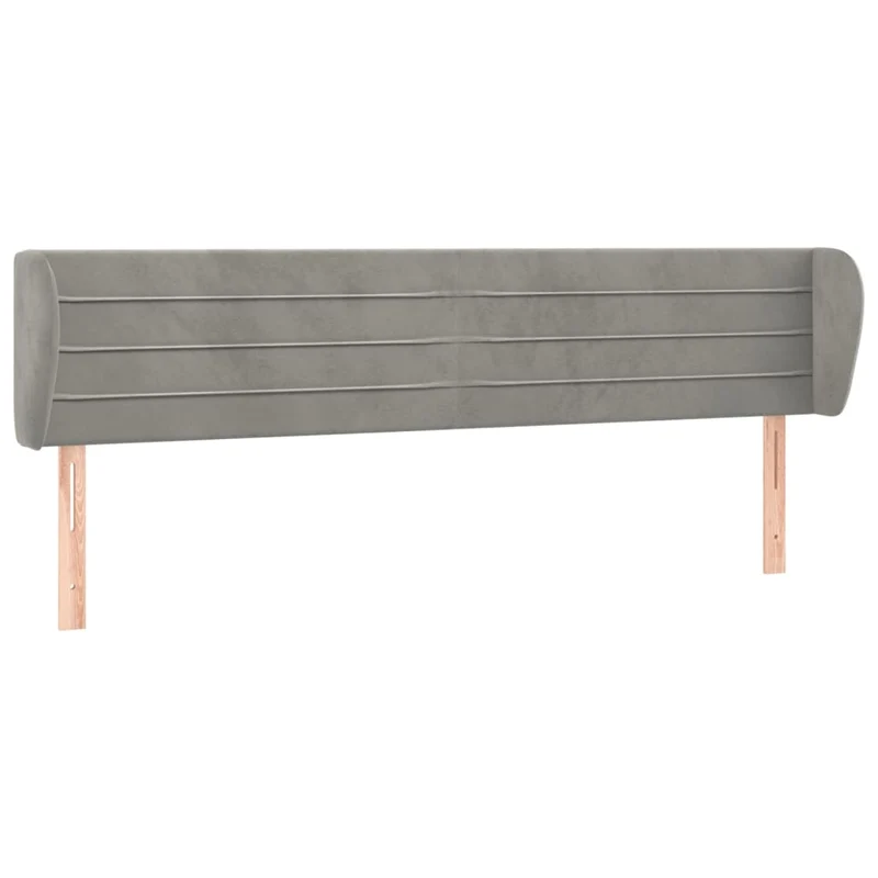 Tête de lit accessoire couchage chambre à coucher meuble avec rebord latéral 203 x 23 x 78/88 cm tissu velours gris clair TDL0205151
