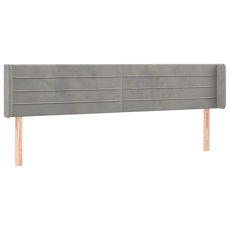 Tête de lit accessoire couchage chambre à coucher meuble à LED 203 x 16 x 78/88 cm tissu velours gris clair TDL0201289