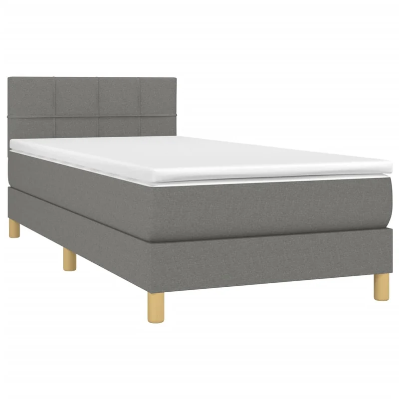 Cadre de lit LED avec sommier tête de lit matelas 100x200 cm tissu gris foncé TDL0208453