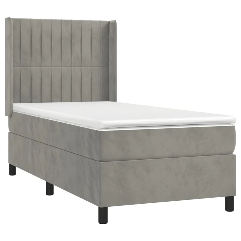 Cadre de lit LED avec sommier tête de lit matelas surmatelas 100x200 cm tissu velours gris clair TDL0207912