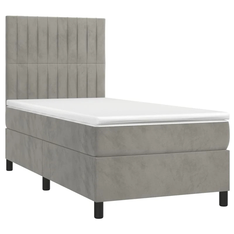 Cadre de lit LED avec sommier tête de lit matelas surmatelas 100x200 cm tissu velours gris clair TDL0207908