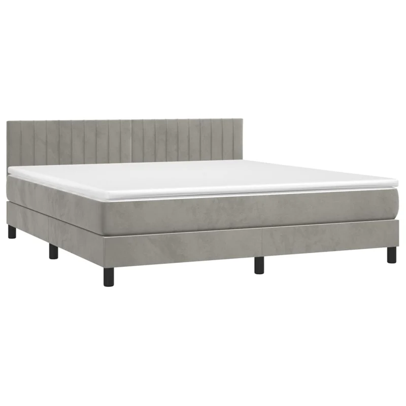 Cadre de lit LED avec sommier tête de lit matelas surmatelas 160x200 cm tissu velours gris clair TDL0207817