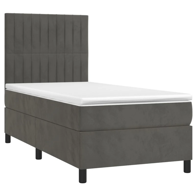 Cadre de lit LED avec sommier tête de lit matelas surmatelas 100x200 cm tissu velours gris foncé TDL0207751