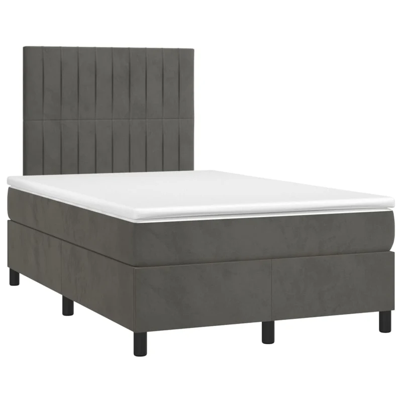 Cadre de lit LED avec sommier tête de lit matelas surmatelas 120x200 cm tissu velours gris foncé TDL0207738