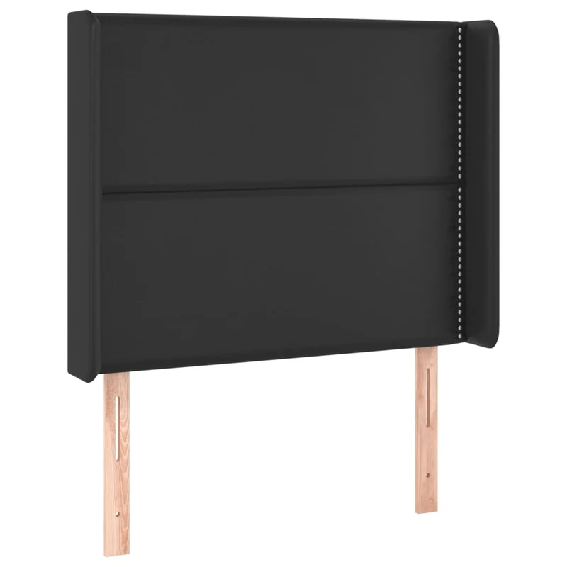 Tête de lit accessoire couchage chambre à coucher meuble avec rebord latéral 93 x 16 x 118/128 cm synthétique noir TDL0204414