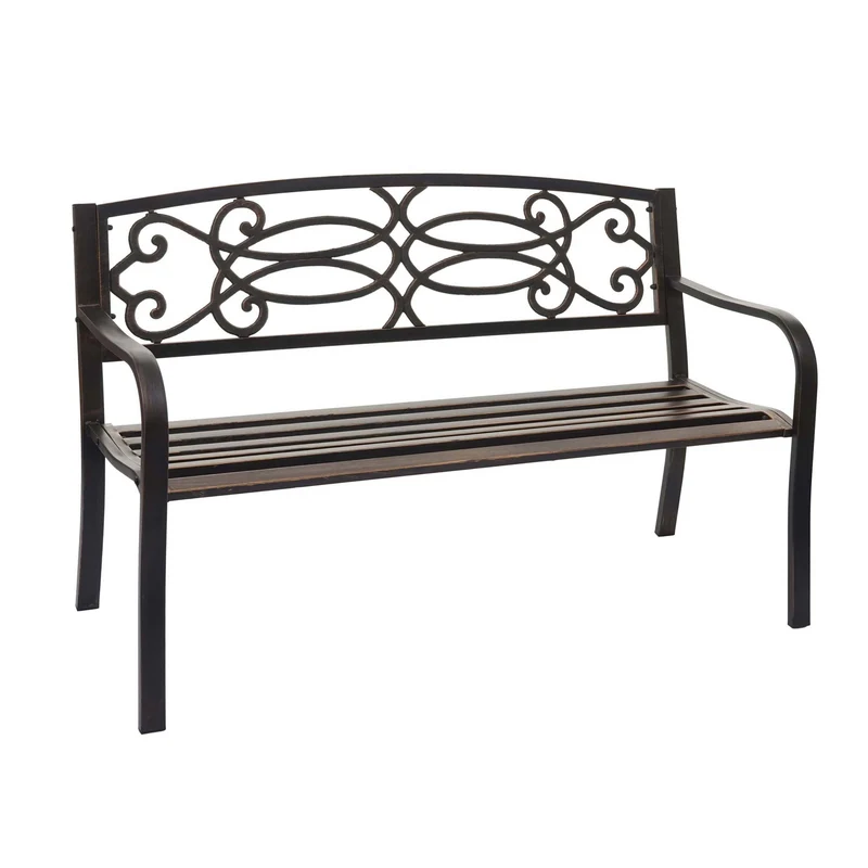 Banc de jardin acier revêtu de poudre 2 places couleur bronze 04_0001120