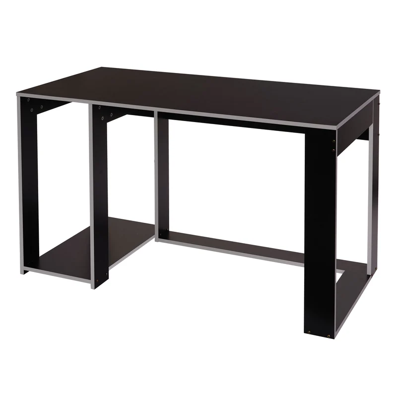 Bureau table de bureau pour ordinateur 120x60x76cm en MDF noir gris 04_0001453