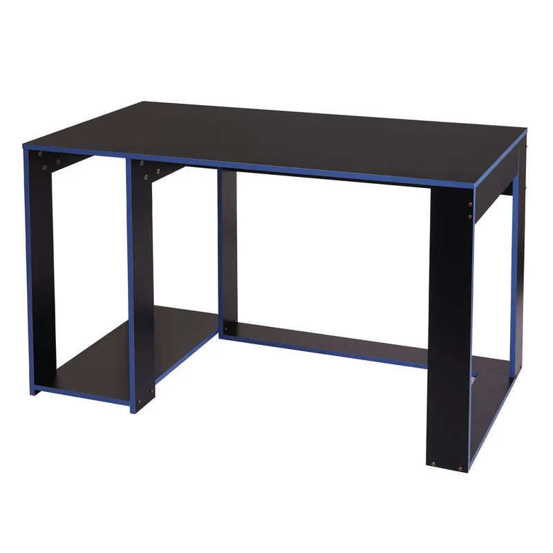 Bureau table de bureau pour ordinateur 120x60x76cm en MDF noir et bleu 04_0001451