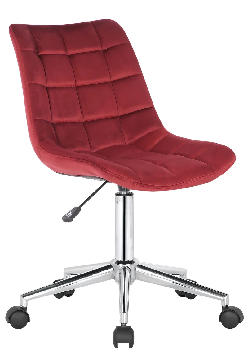 Chaise de bureau en velours rouge sur roulettes design moderne hauteur réglable BUR10599